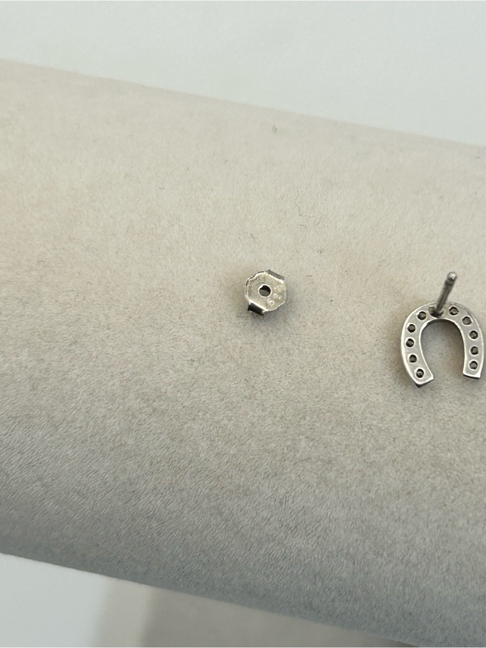 Sterling Silver Crystal Horseshoe Stud Earrings 1/4" Stamped 925 Dainty - Picture 7 of 8